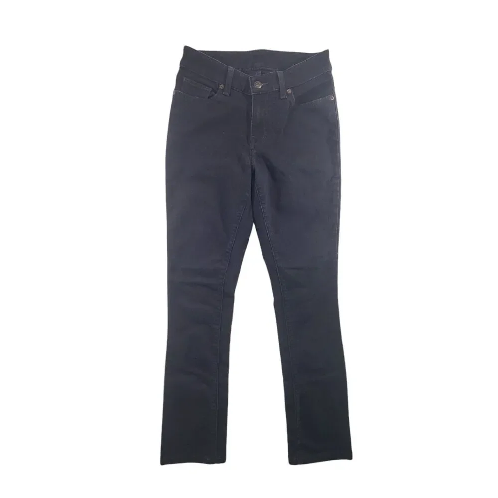 sz 2 L.L. Bean Favorite Fit Black Jeans Denim Women's Stretch 27x30 Beanflex